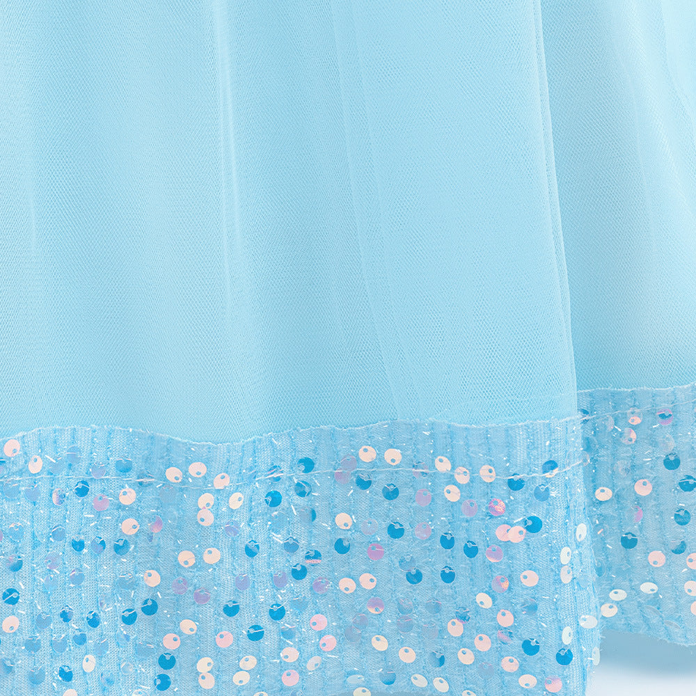 Girls Maxi Princess Dress with 3D Flowers & Sequins – Long Sleeve A-Line Gown