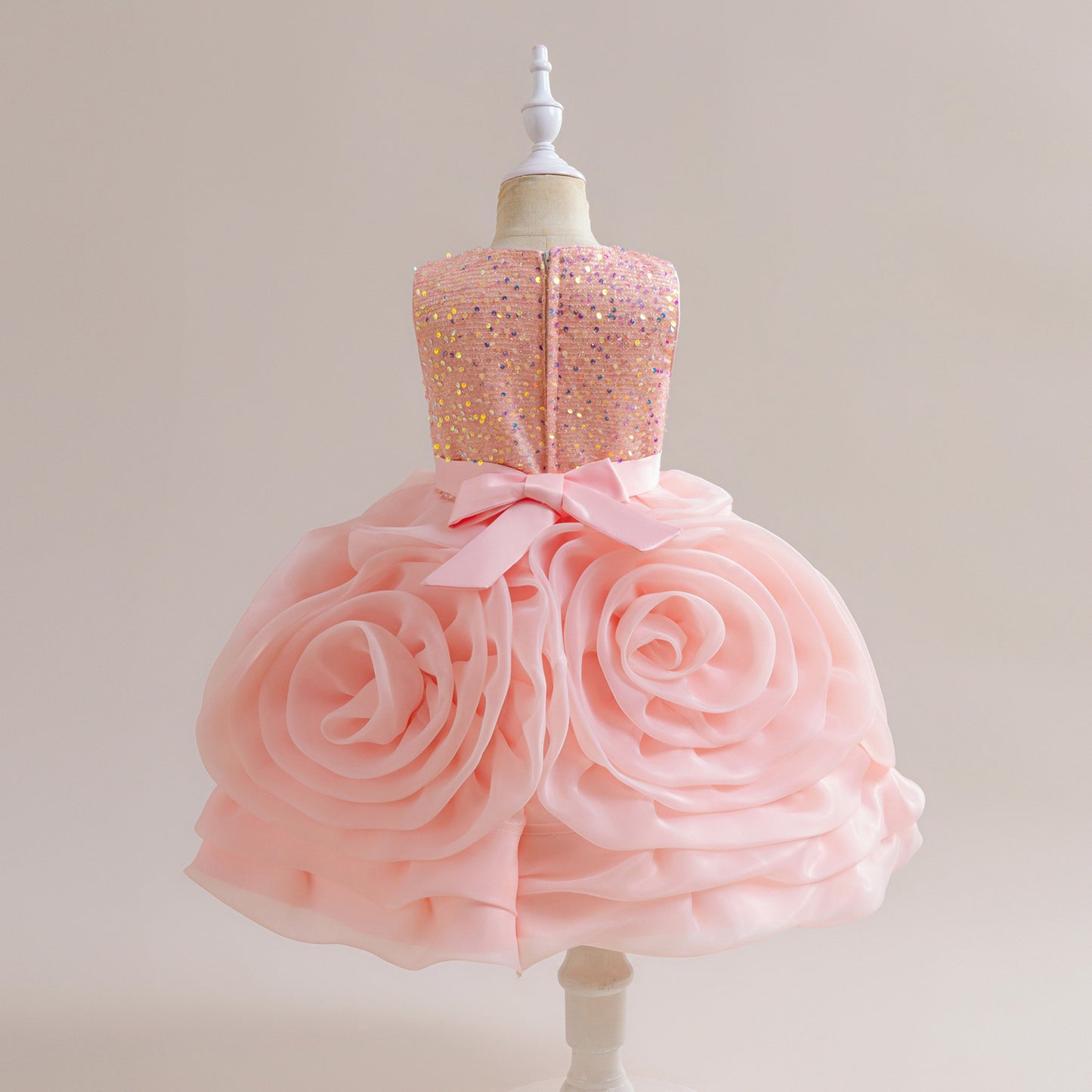 3D Floral Puffy Princess Dress – Cute Ball Gown for Girls Aged 3-8