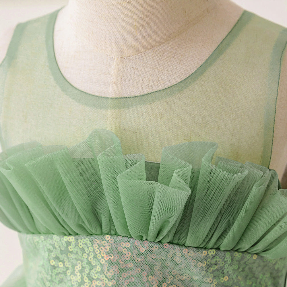 Cute Off-Shoulder A-Line Tulle Flower Girl Dress with Train - Sequin Embellished for Kids