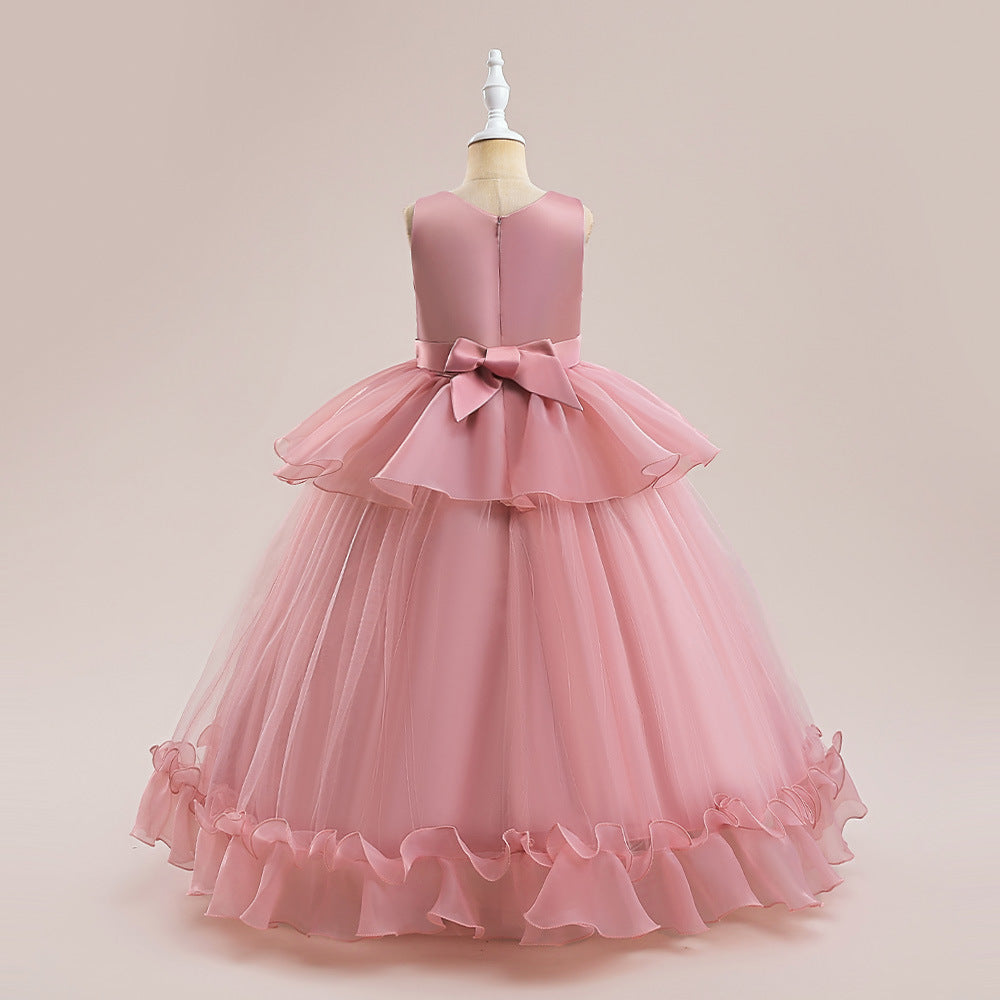 Cute A-Line Princess Maxi Dress for Girls | Sequins & Tulle Tiered Skirt