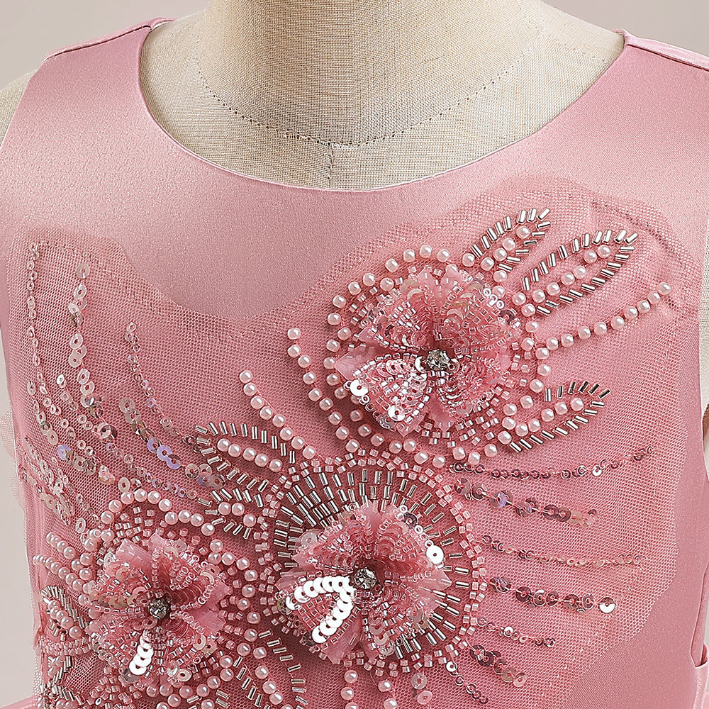 Cute A-Line Princess Maxi Dress for Girls | Sequins & Tulle Tiered Skirt