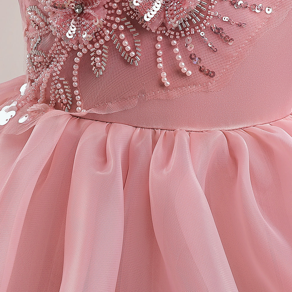 Cute A-Line Princess Maxi Dress for Girls | Sequins & Tulle Tiered Skirt