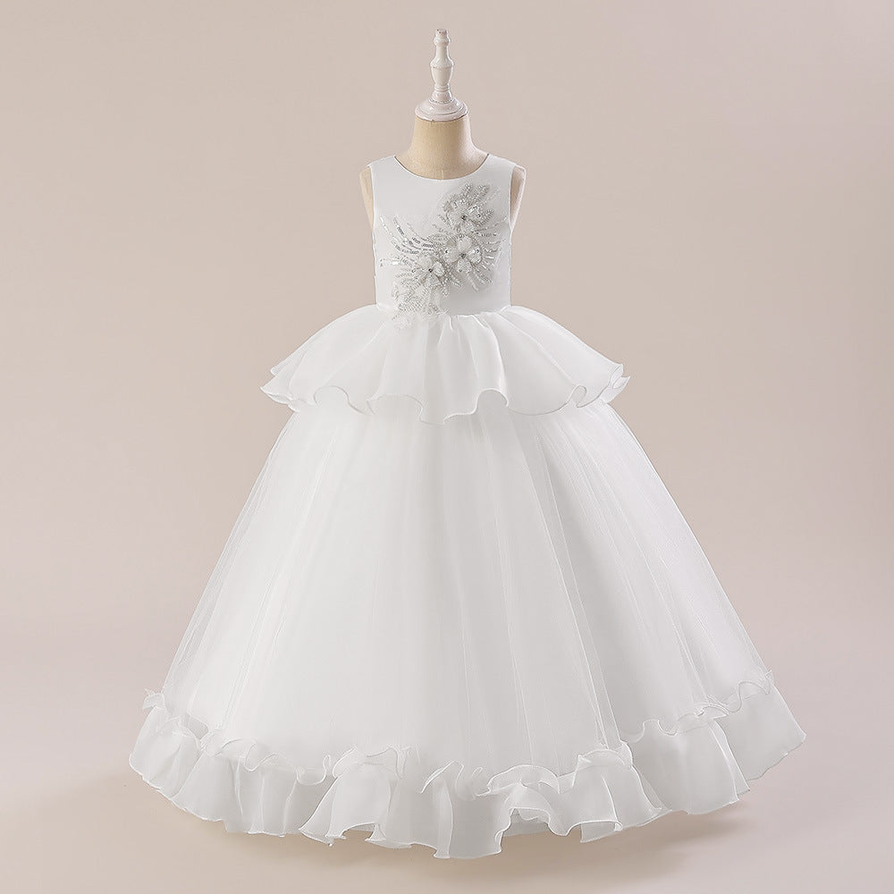 Cute A-Line Princess Maxi Dress for Girls | Sequins & Tulle Tiered Skirt