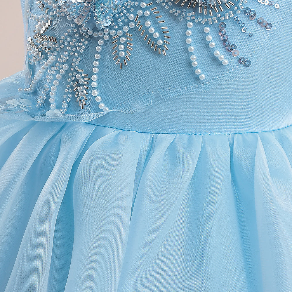 Cute A-Line Princess Maxi Dress for Girls | Sequins & Tulle Tiered Skirt