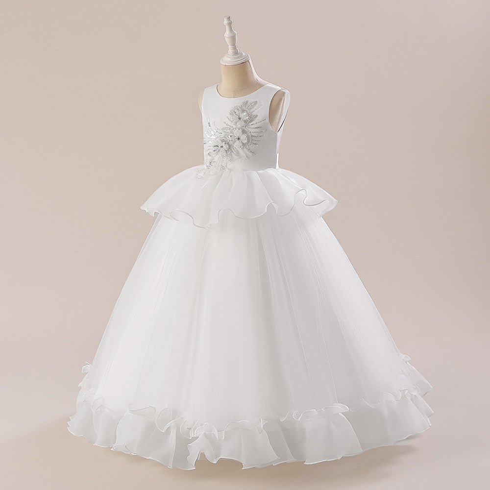 Cute A-Line Princess Maxi Dress for Girls | Sequins & Tulle Tiered Skirt