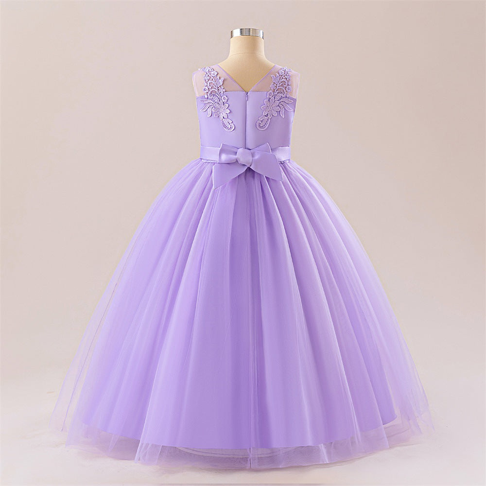 A-Line Maxi Princess Girl Dress - Tulle, Applique & Lace | Party & Formal