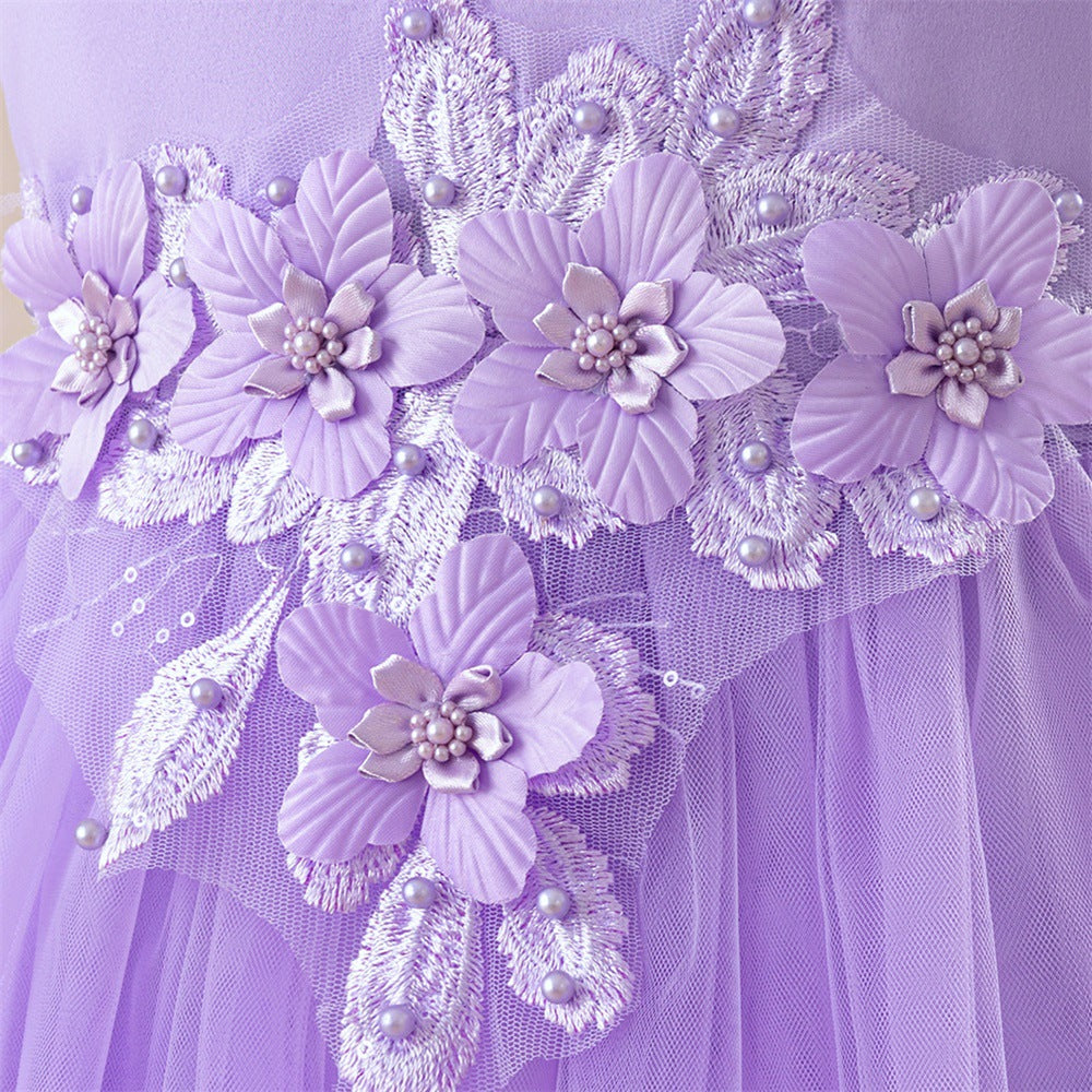 A-Line Maxi Princess Girl Dress - Tulle, Applique & Lace | Party & Formal