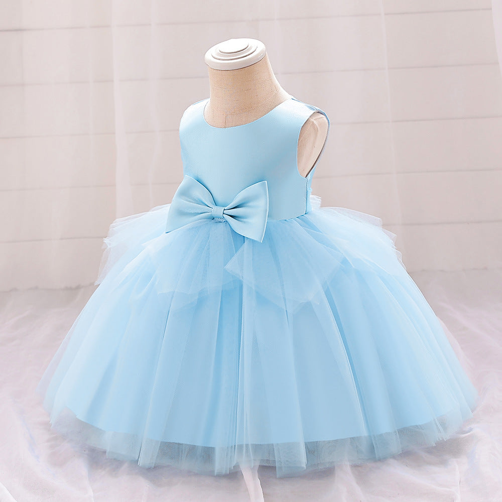 A-Line Tulle Bowknot Princess Dress for Girls – Party, Wedding & Photo Shoot