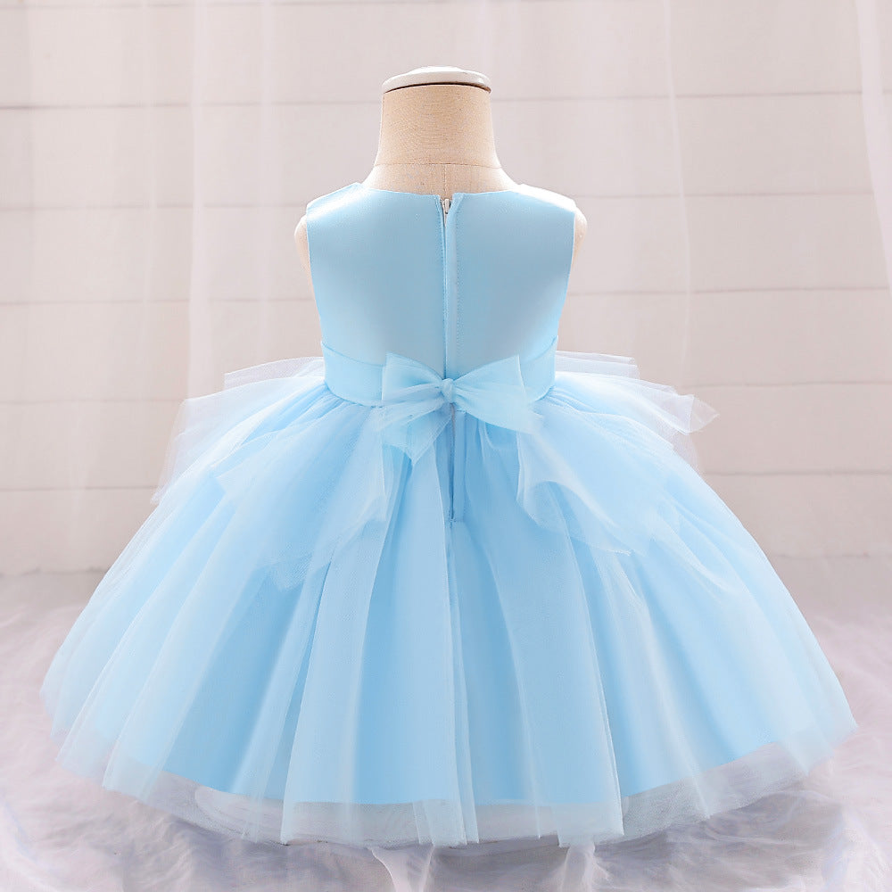 A-Line Tulle Bowknot Princess Dress for Girls – Party, Wedding & Photo Shoot