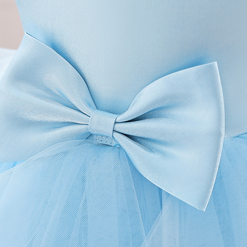 A-Line Tulle Bowknot Princess Dress for Girls – Party, Wedding & Photo Shoot
