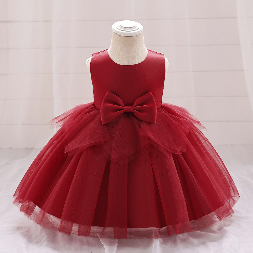 A-Line Tulle Bowknot Princess Dress for Girls – Party, Wedding & Photo Shoot