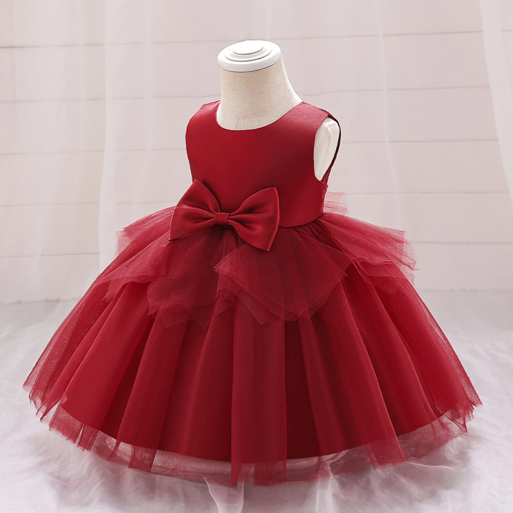 A-Line Tulle Bowknot Princess Dress for Girls – Party, Wedding & Photo Shoot