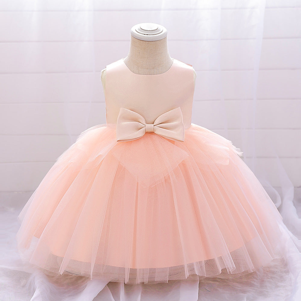 A-Line Tulle Bowknot Princess Dress for Girls – Party, Wedding & Photo Shoot