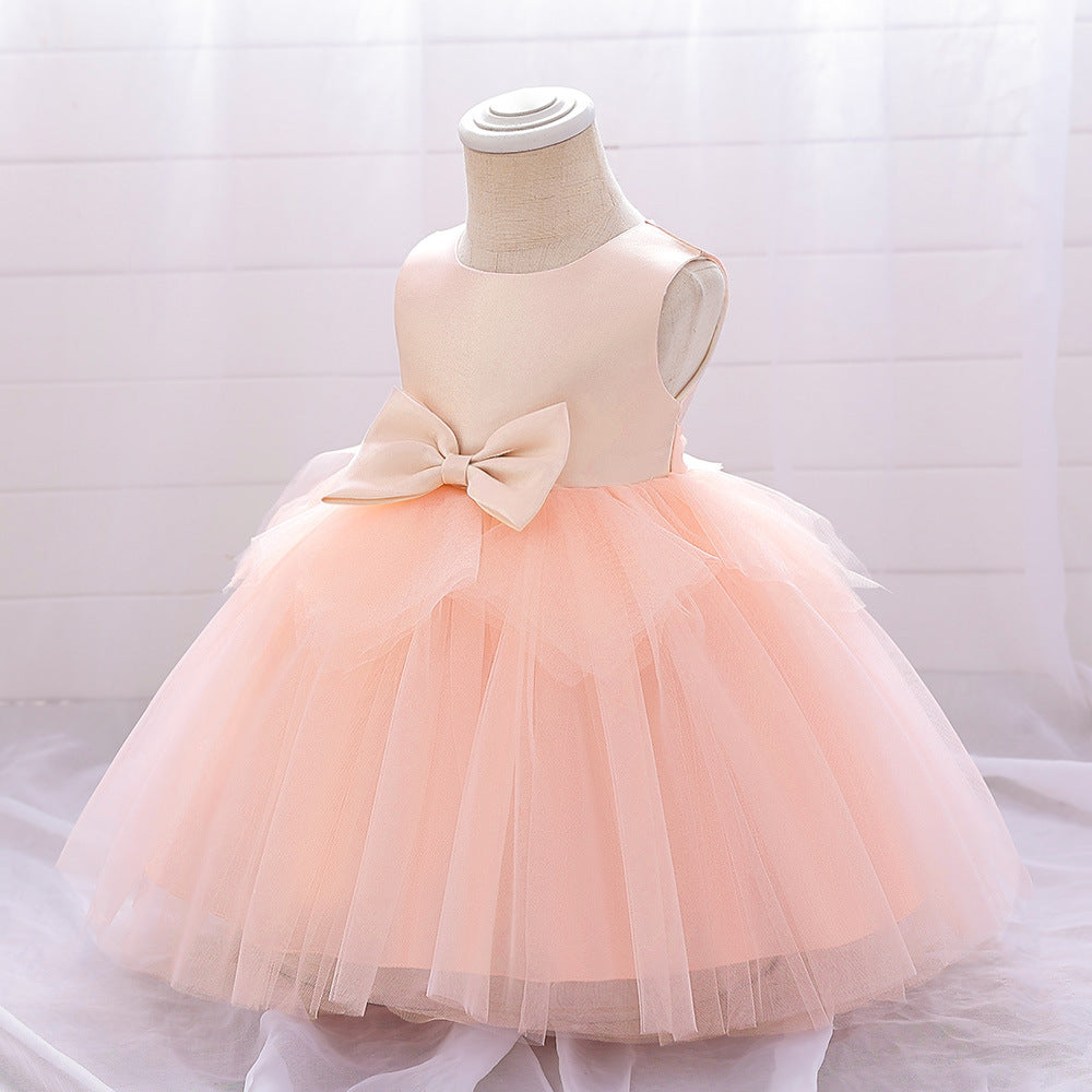 A-Line Tulle Bowknot Princess Dress for Girls – Party, Wedding & Photo Shoot