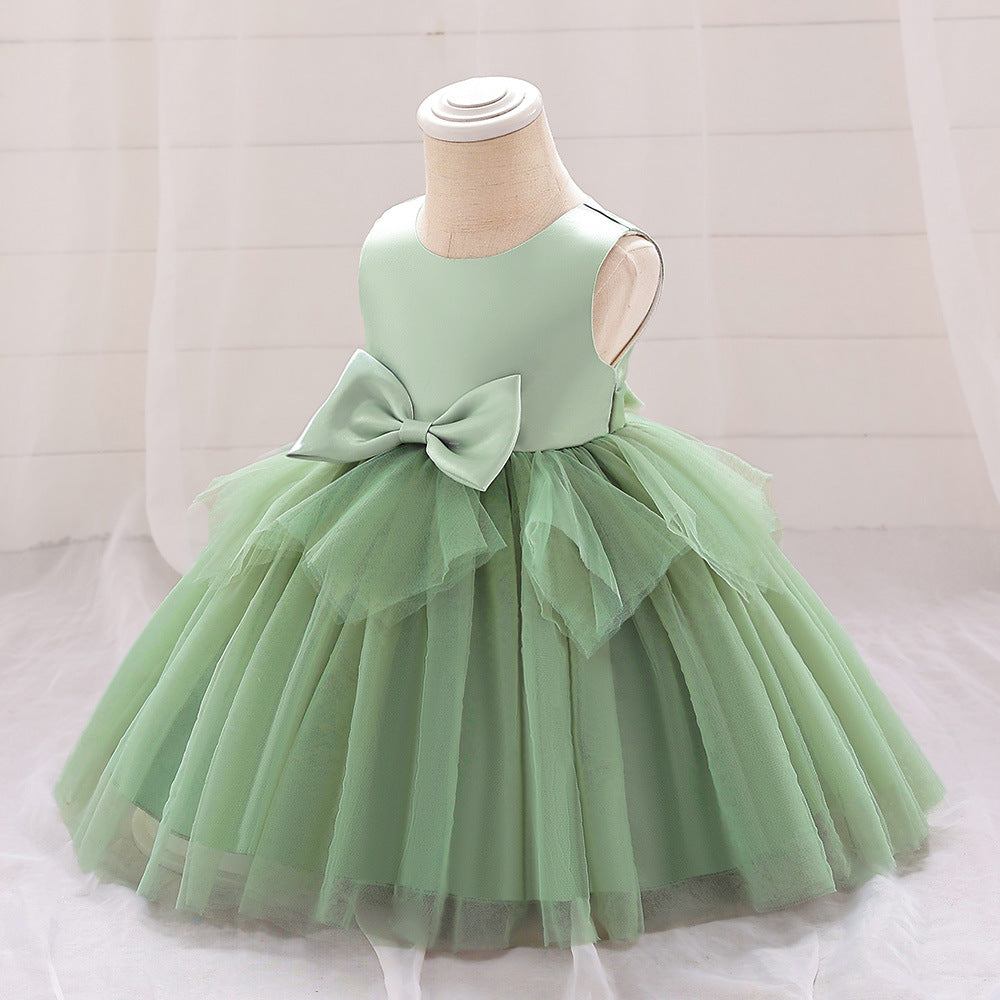 A-Line Tulle Bowknot Princess Dress for Girls – Party, Wedding & Photo Shoot