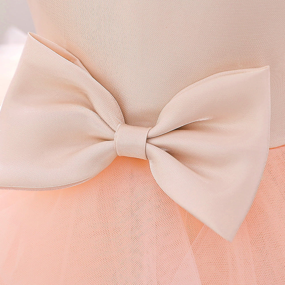 A-Line Tulle Bowknot Princess Dress for Girls – Party, Wedding & Photo Shoot