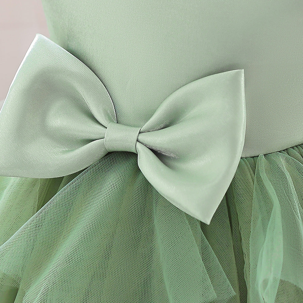 A-Line Tulle Bowknot Princess Dress for Girls – Party, Wedding & Photo Shoot