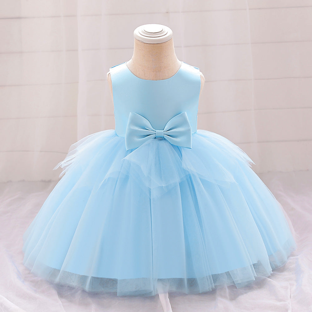 A-Line Tulle Bowknot Princess Dress for Girls – Party, Wedding & Photo Shoot
