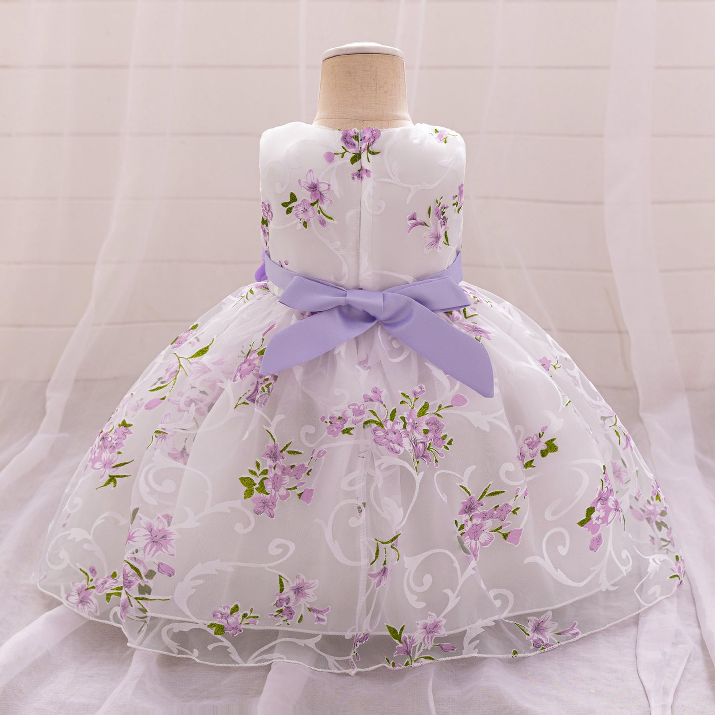 Baby Girls' A-Line Tulle Floral Princess Dress – Tea Length Party & Flower Girl Gown