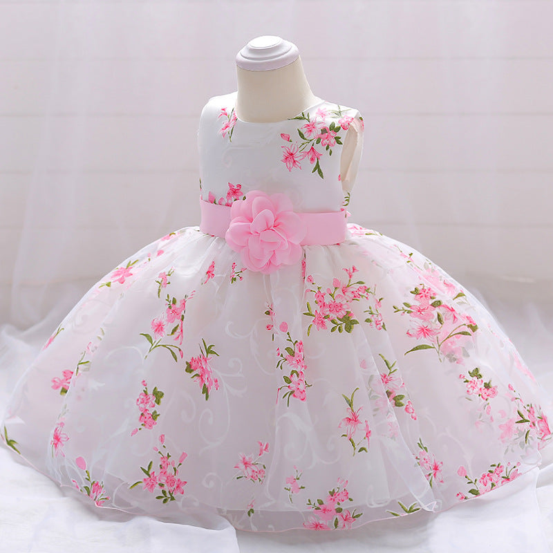 Baby Girls' A-Line Tulle Floral Princess Dress – Tea Length Party & Flower Girl Gown