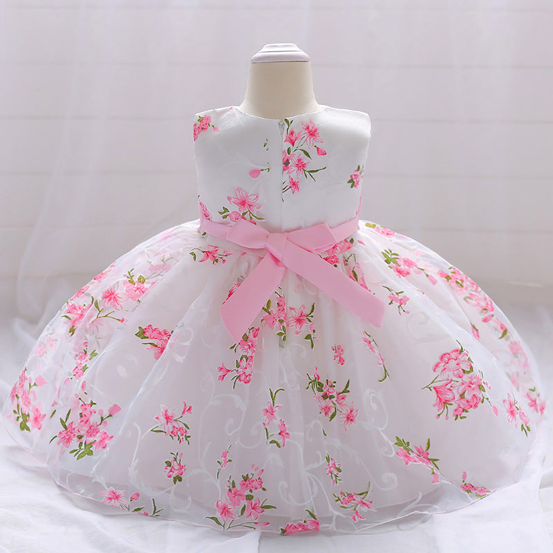 Baby Girls' A-Line Tulle Floral Princess Dress – Tea Length Party & Flower Girl Gown