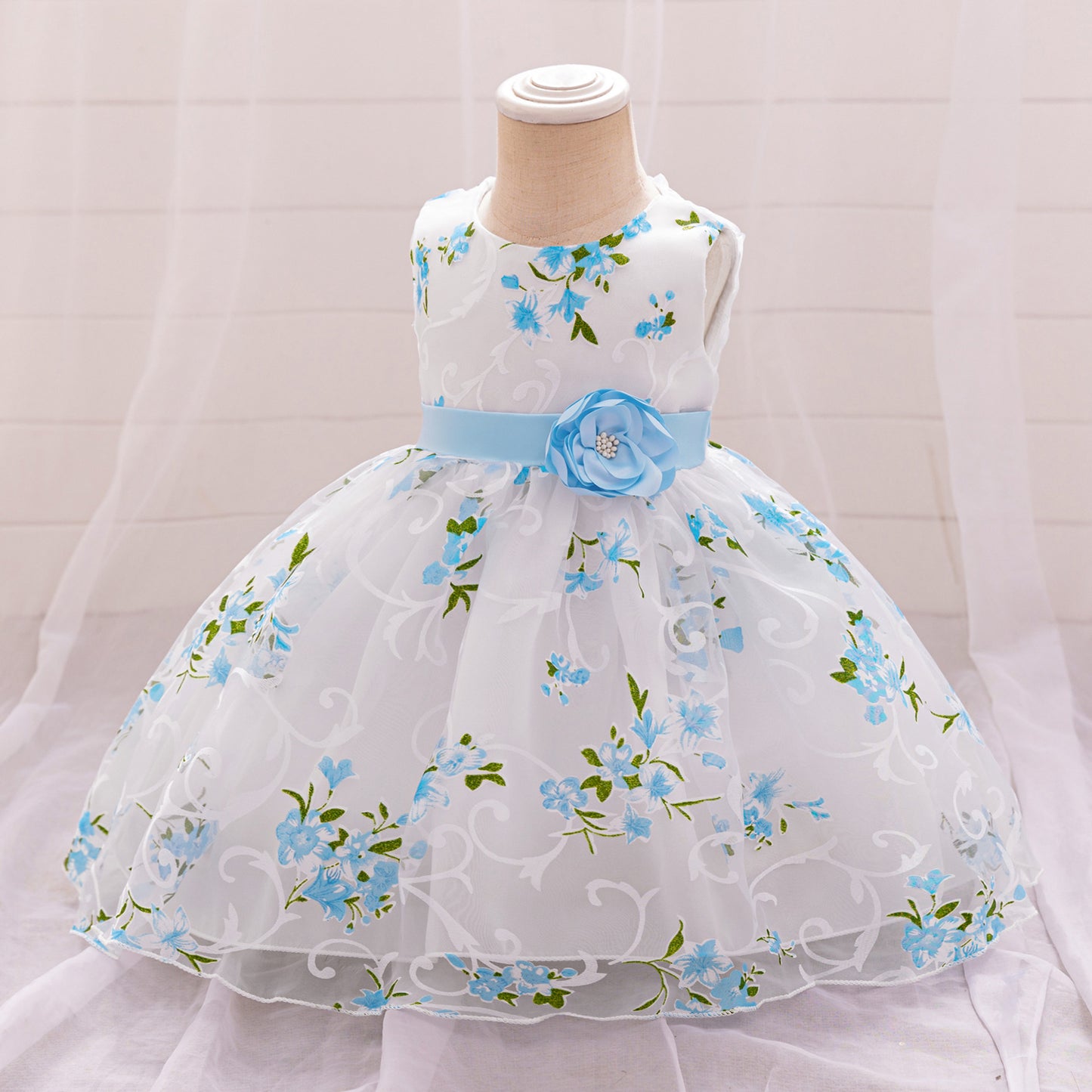 Baby Girls' A-Line Tulle Floral Princess Dress – Tea Length Party & Flower Girl Gown