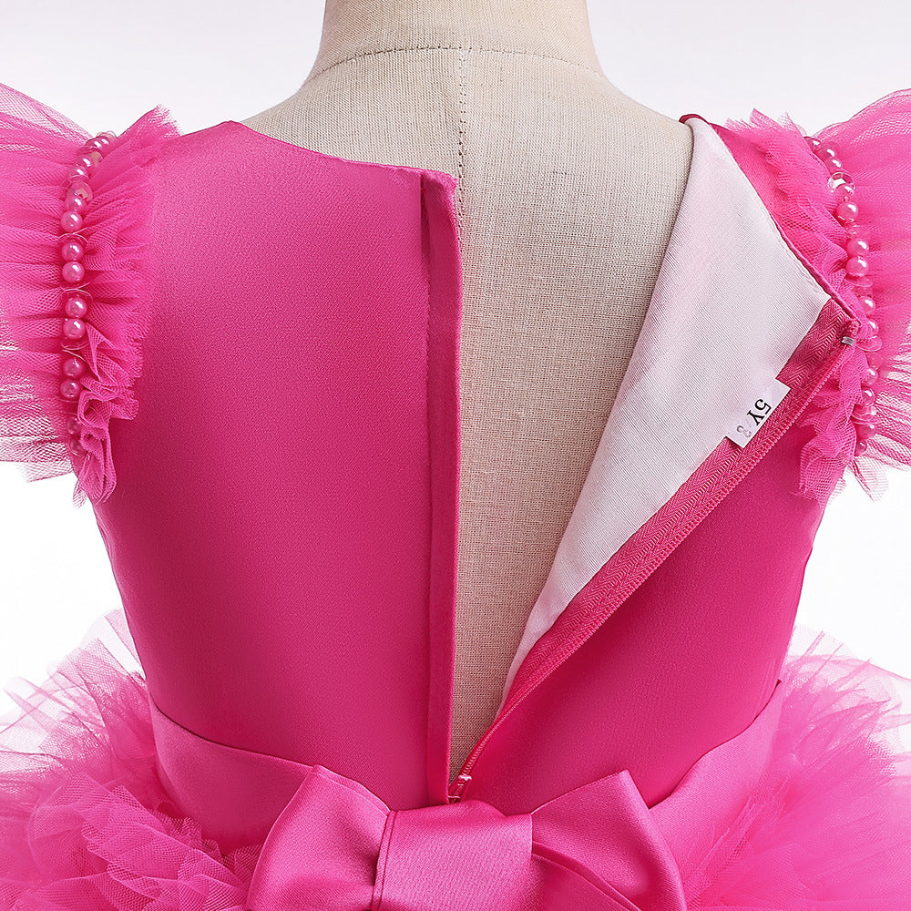 A-Line V-Neck Layered Tulle Princess Dress for Girls | Party & Flower Girl Outfit