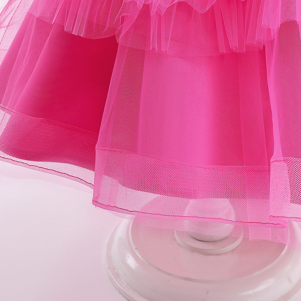 A-Line V-Neck Layered Tulle Princess Dress for Girls | Party & Flower Girl Outfit