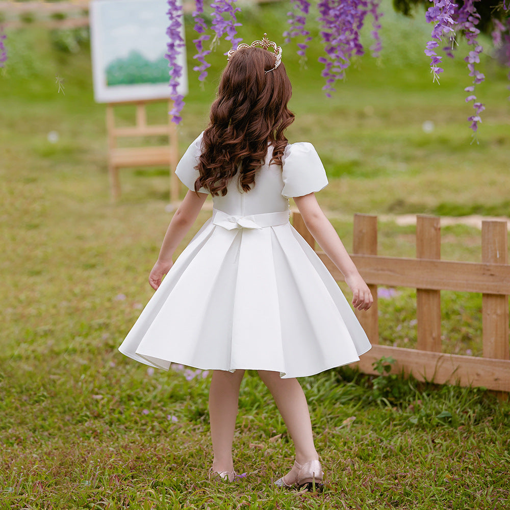 A-Line V-Neck Layered Tulle Princess Dress for Girls | Party & Flower Girl Outfit