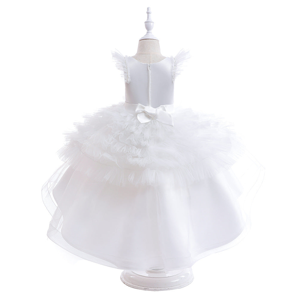 A-Line V-Neck Layered Tulle Princess Dress for Girls | Party & Flower Girl Outfit