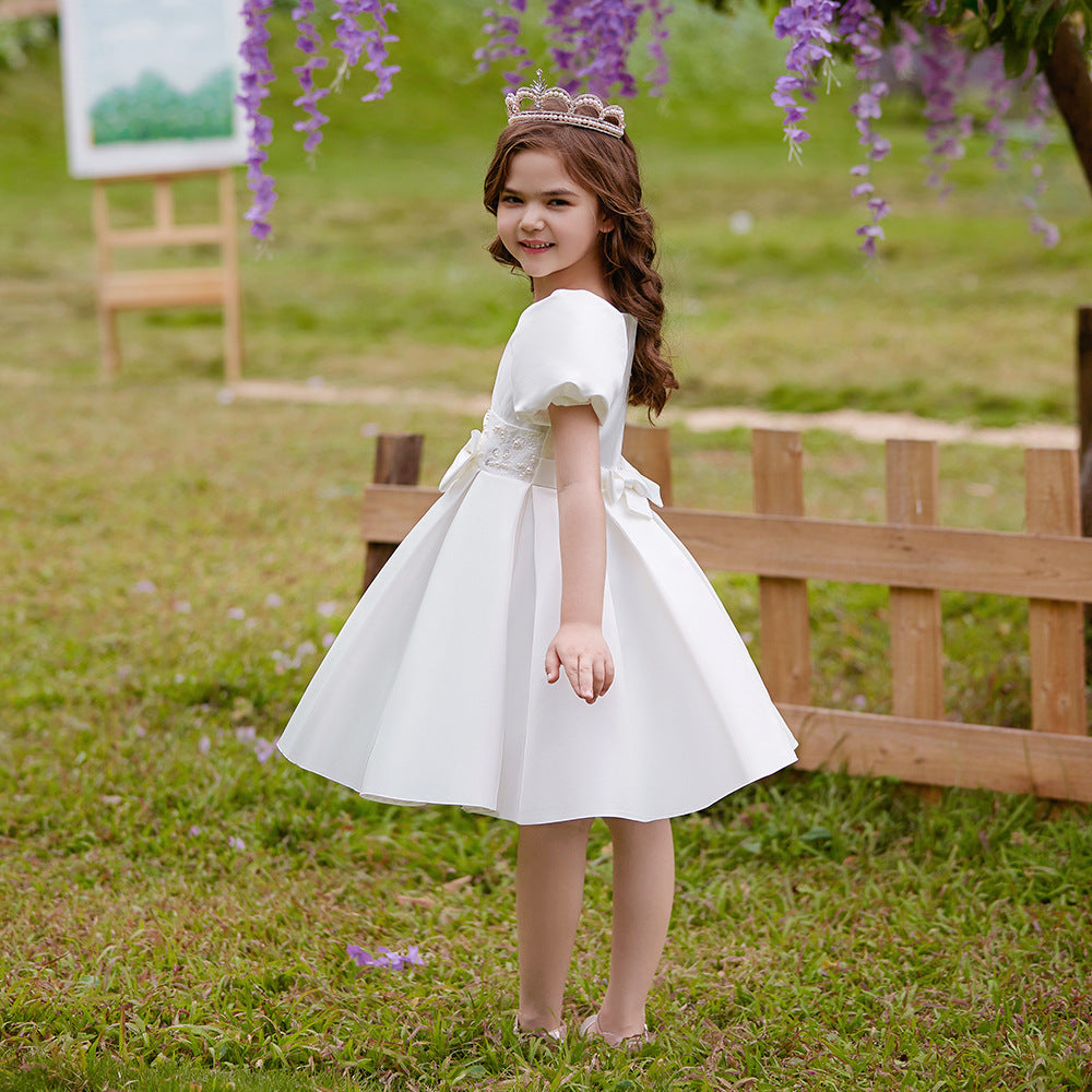 A-Line V-Neck Layered Tulle Princess Dress for Girls | Party & Flower Girl Outfit