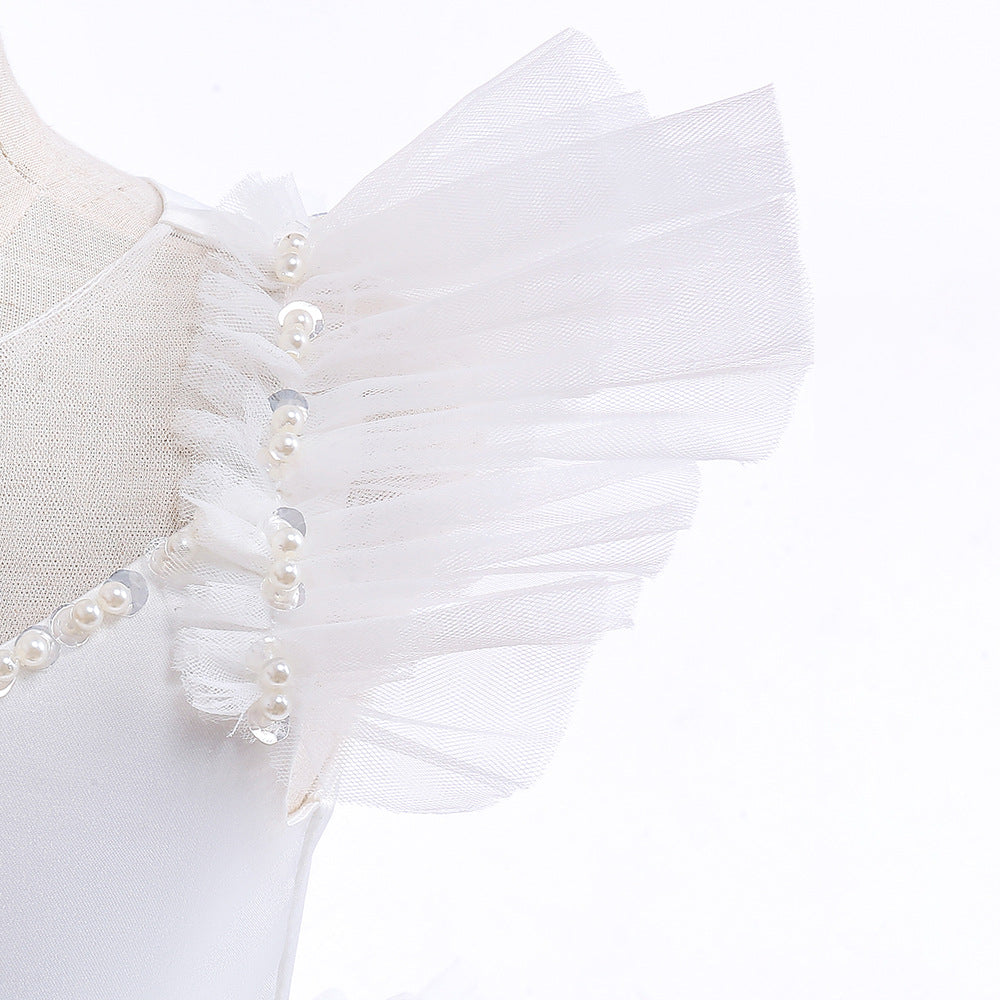 A-Line V-Neck Layered Tulle Princess Dress for Girls | Party & Flower Girl Outfit