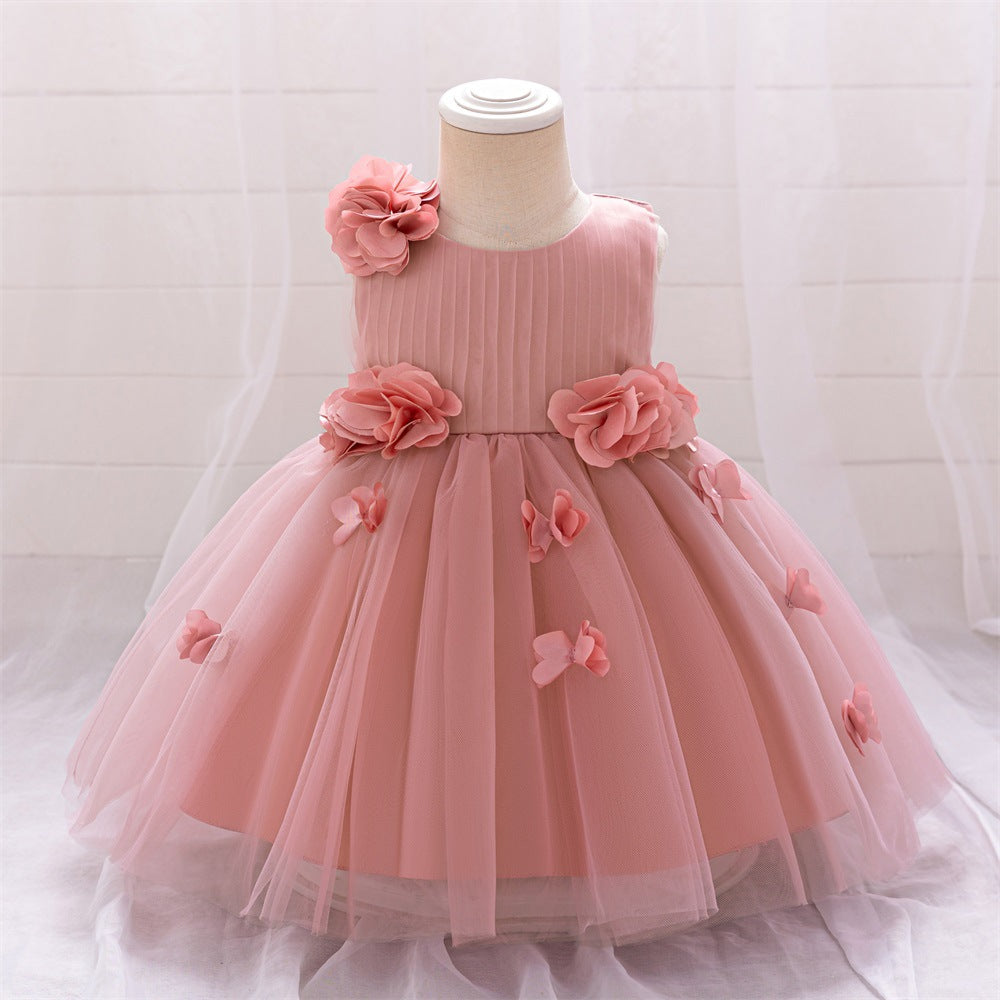 Cute A-Line Flower Girl Tulle Dress for Kids | Princess Party Gown