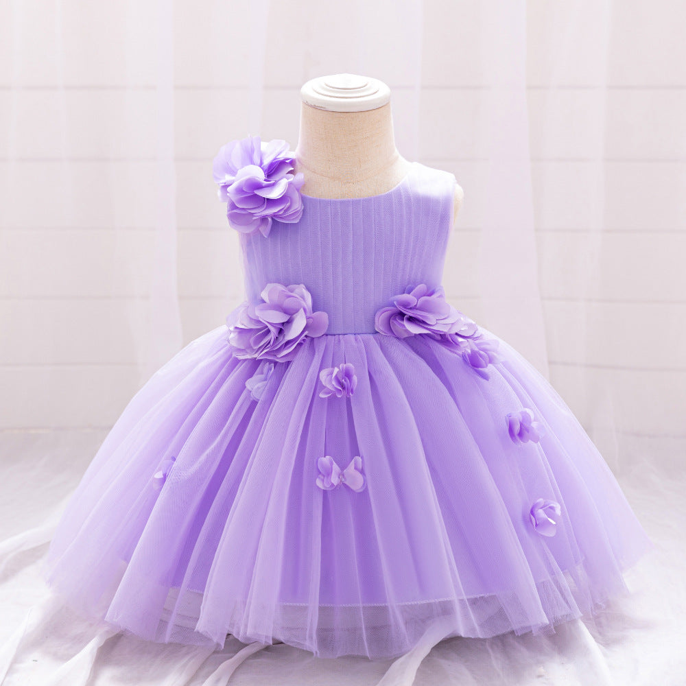Cute A-Line Flower Girl Tulle Dress for Kids | Princess Party Gown