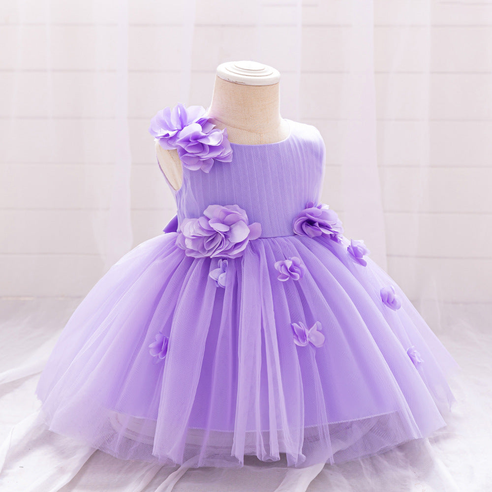 Cute A-Line Flower Girl Tulle Dress for Kids | Princess Party Gown