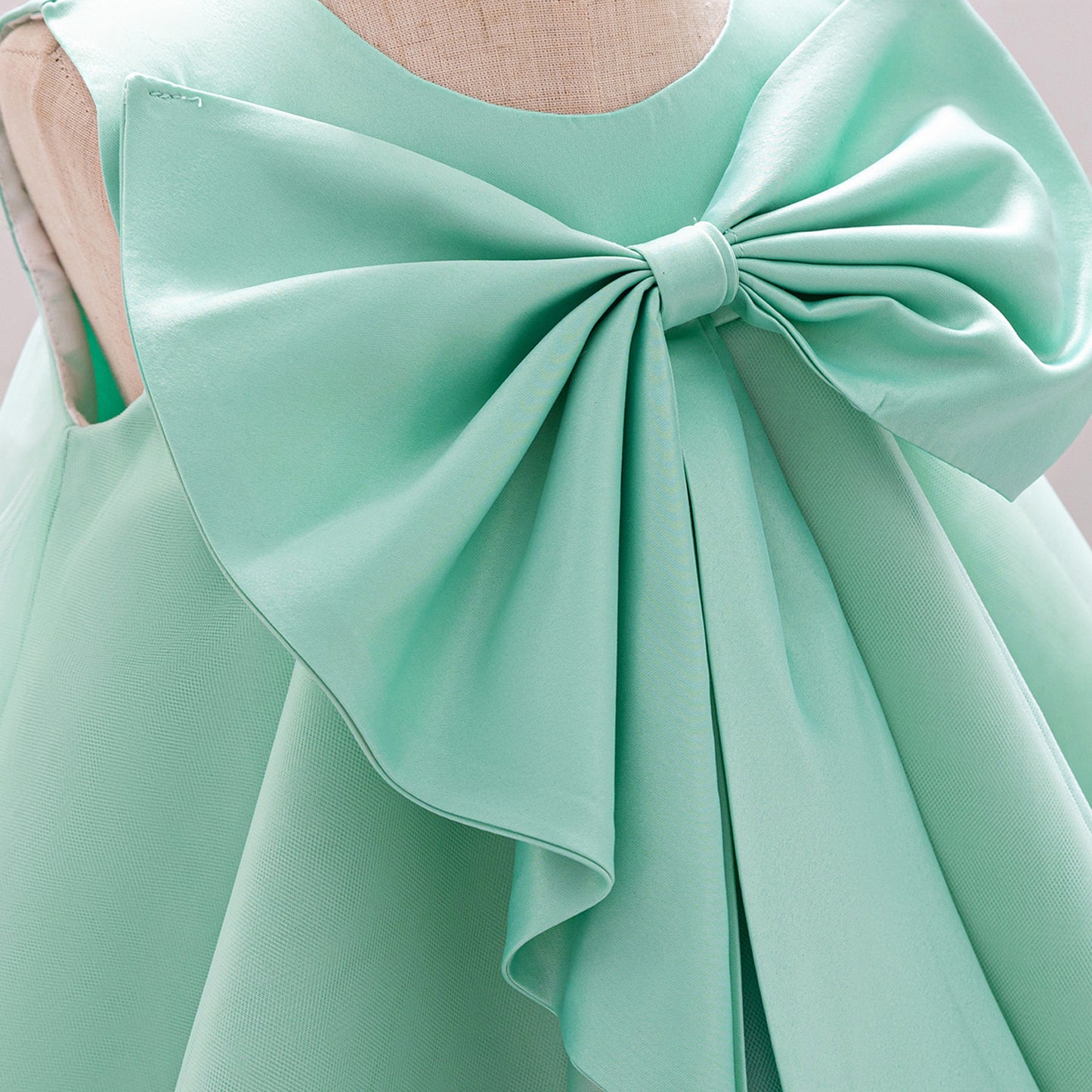 Red Bowknot A-Line Mesh & Satin Toddler Dress – Party & Birthday Outfit for Girls