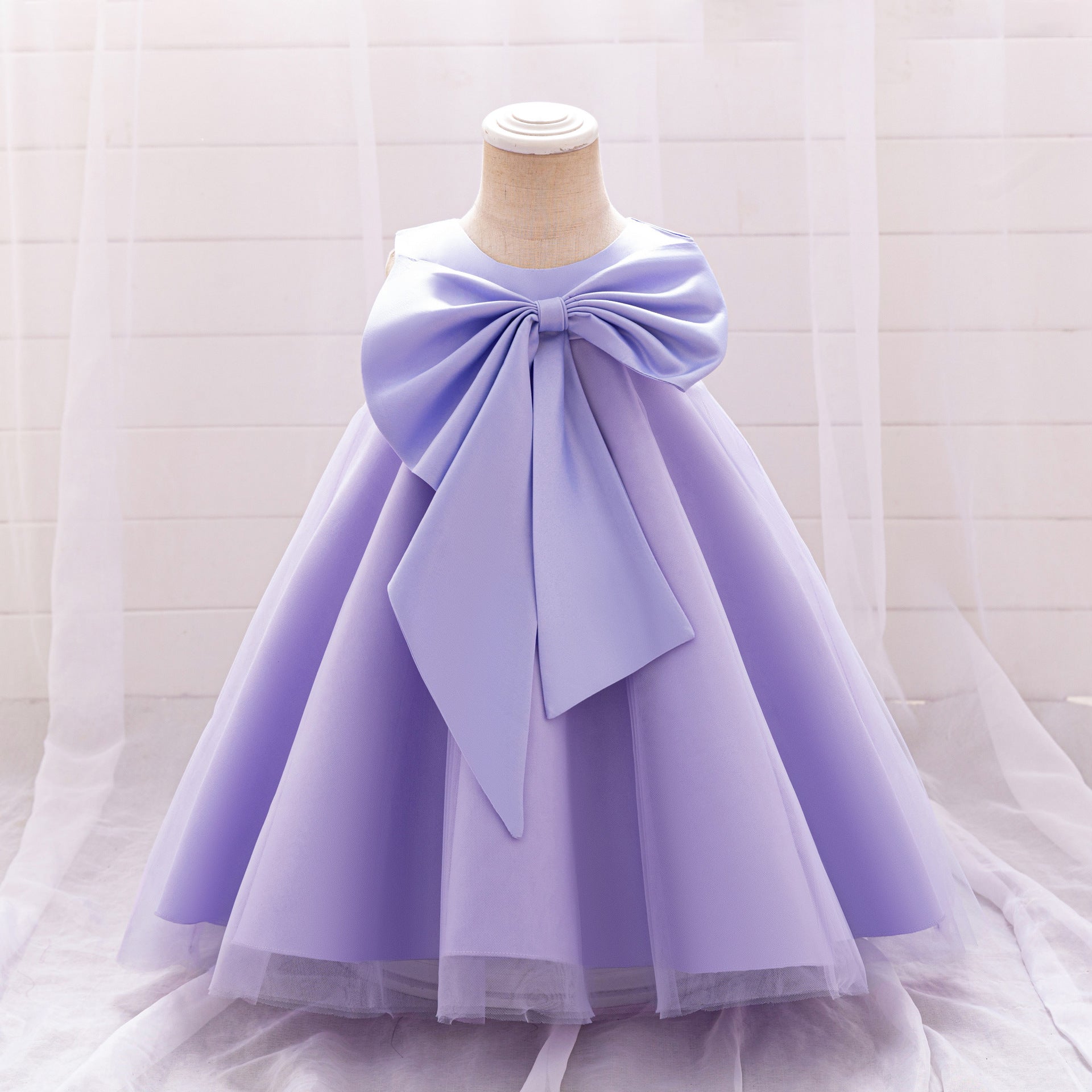 Frocklet Red Bowknot A-Line Mesh & Satin Toddler Dress – Party & Birthday Outfit for Girls 14