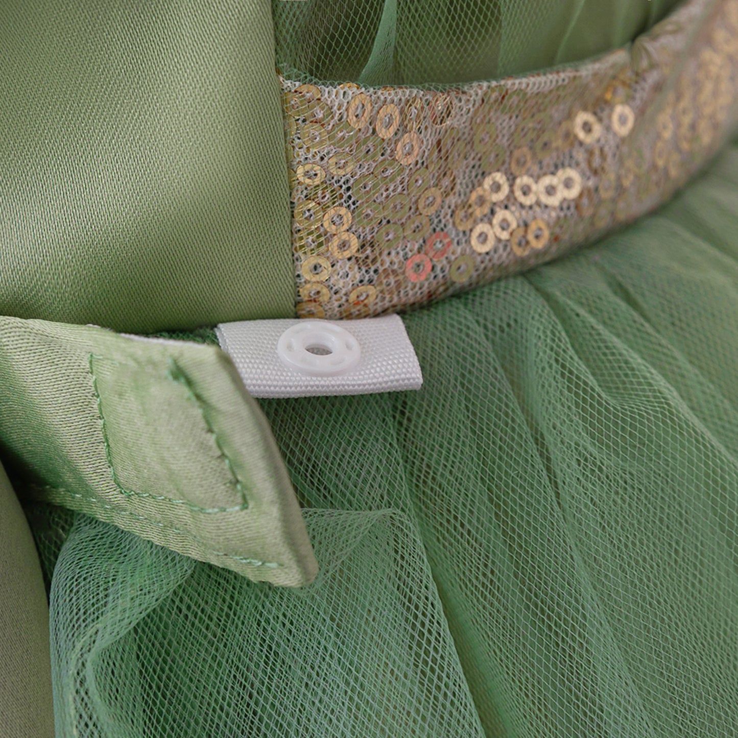 Avocado Green Puffy High-Low Halter Princess Dress for Girls (3-10 Years)