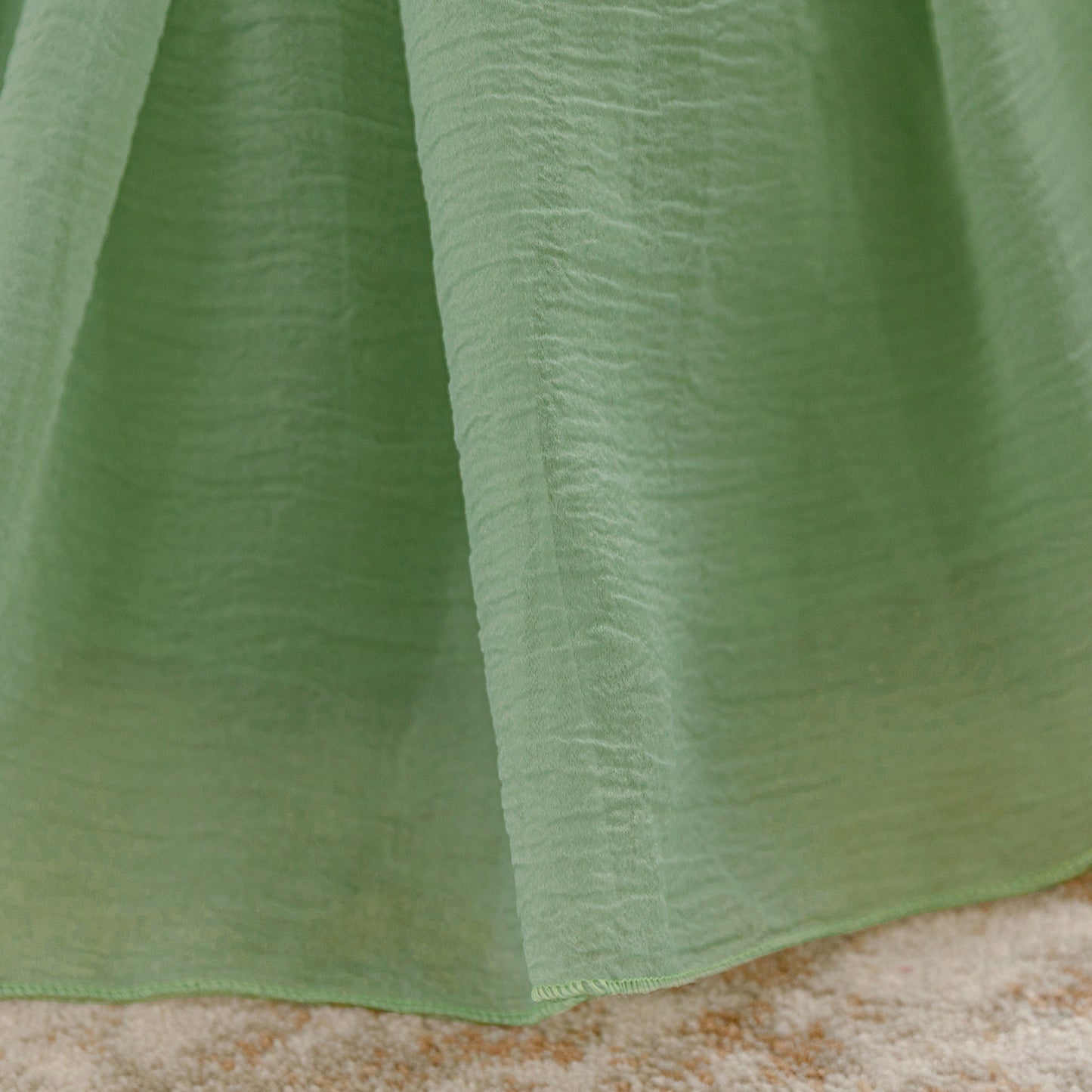 Avocado Green Puffy Sleeve Princess Dress for Kids – Tea-Length Flower Girl Ball Gown
