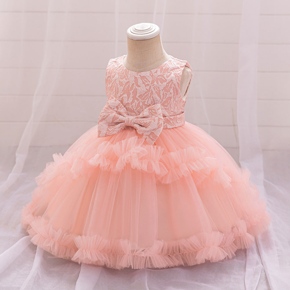 Puffy Tulle Baby Princess Dress with Bowknot – Ideal for Parties & Weddings