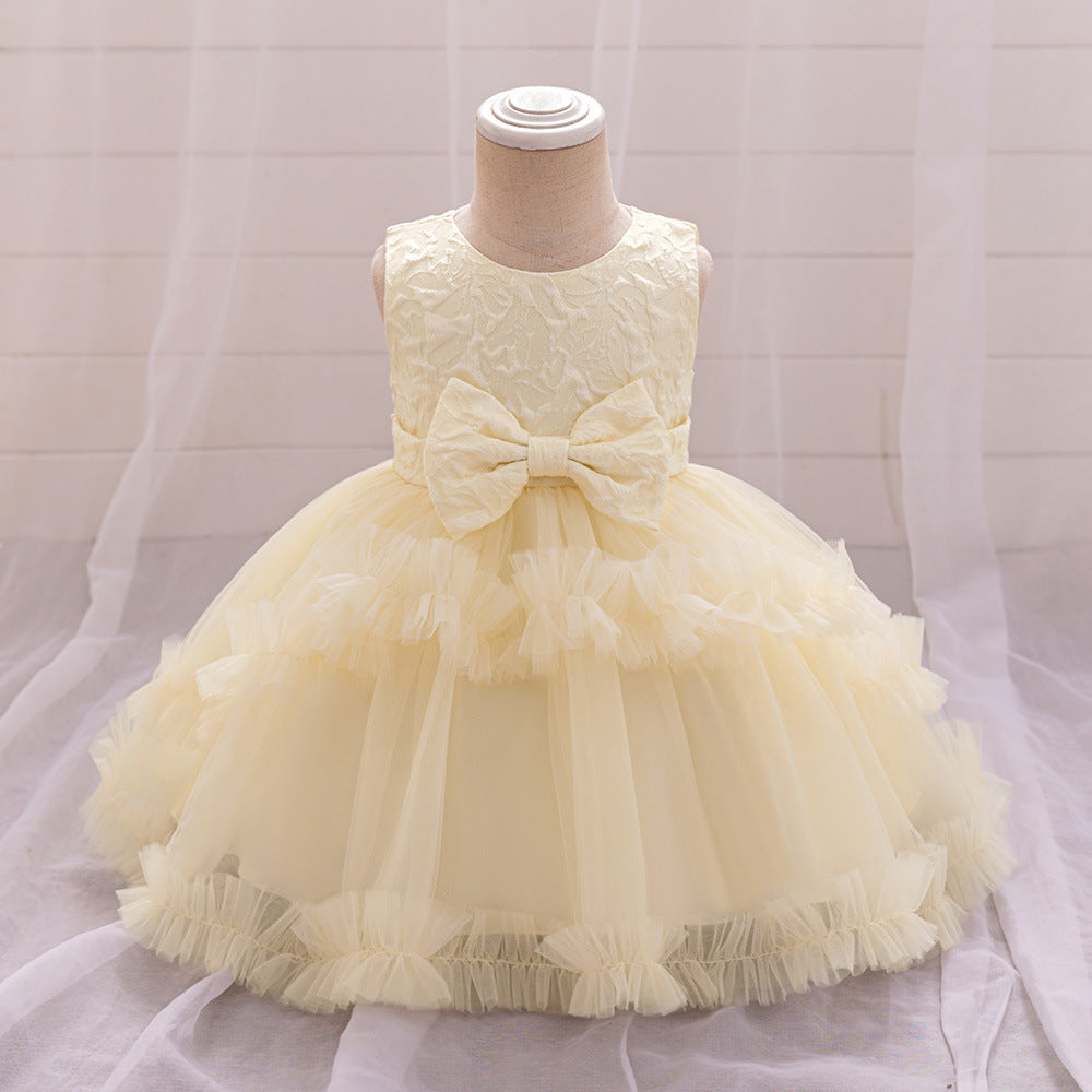 Puffy Tulle Baby Princess Dress with Bowknot – Ideal for Parties & Weddings