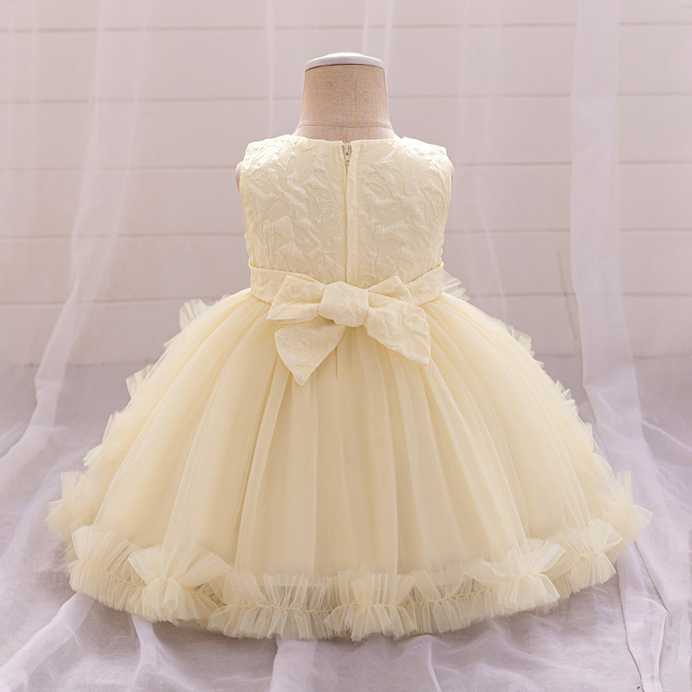Puffy Tulle Baby Princess Dress with Bowknot – Ideal for Parties & Weddings