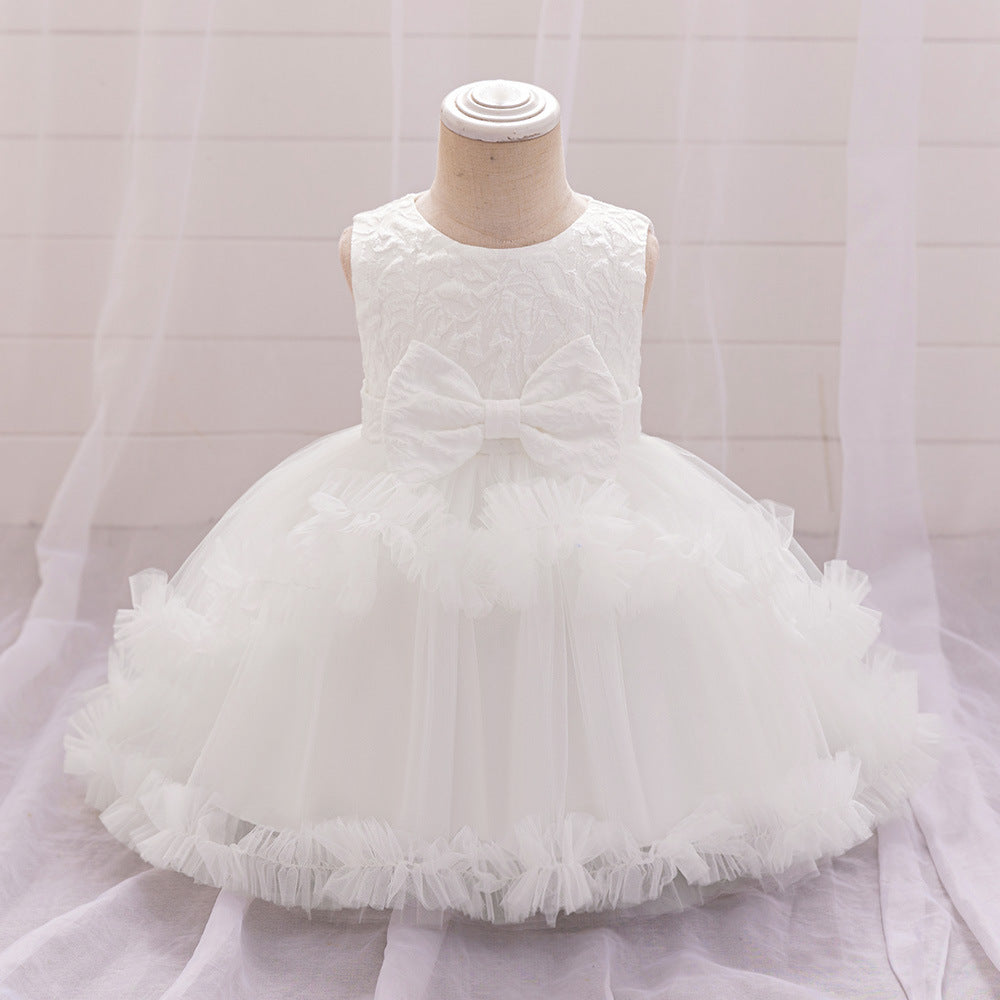 Puffy Tulle Baby Princess Dress with Bowknot – Ideal for Parties & Weddings