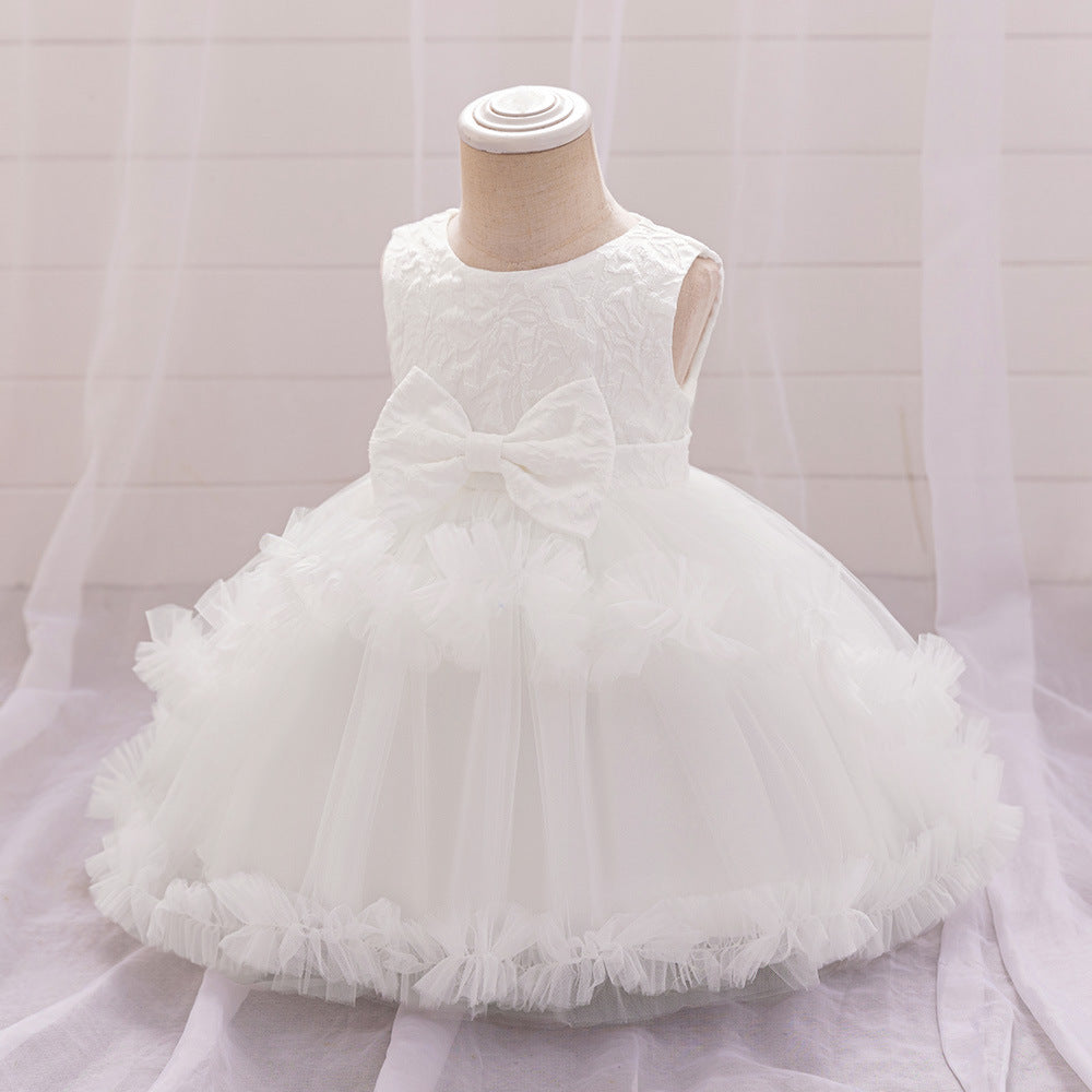 Puffy Tulle Baby Princess Dress with Bowknot – Ideal for Parties & Weddings