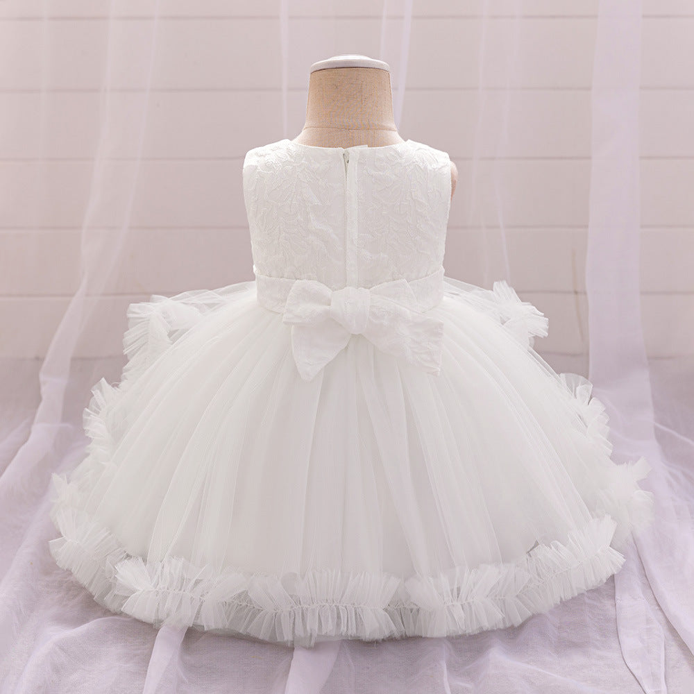 Puffy Tulle Baby Princess Dress with Bowknot – Ideal for Parties & Weddings