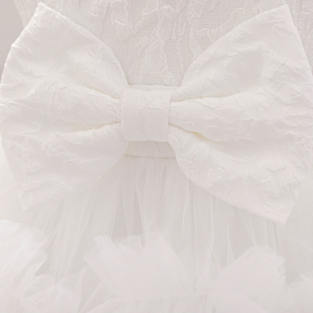 Puffy Tulle Baby Princess Dress with Bowknot – Ideal for Parties & Weddings
