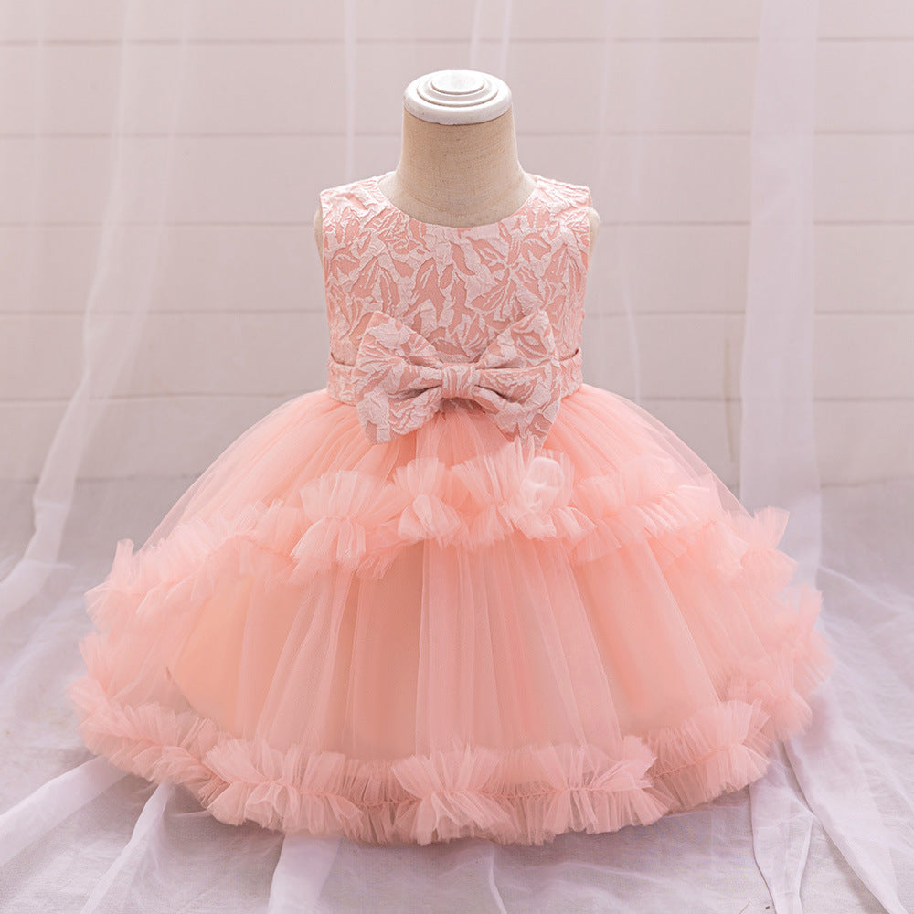 Puffy Tulle Baby Princess Dress with Bowknot – Ideal for Parties & Weddings