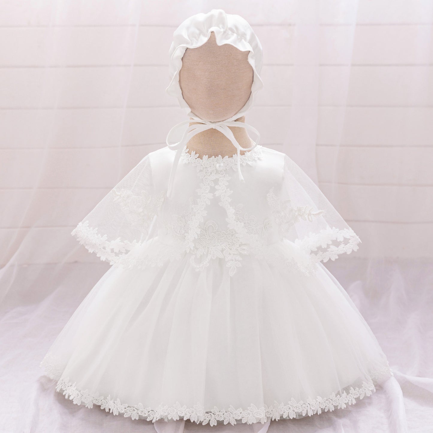 Cute Puffy Lace Ball Gown Dress for Baby Girls | Tea Length White Formal Dress