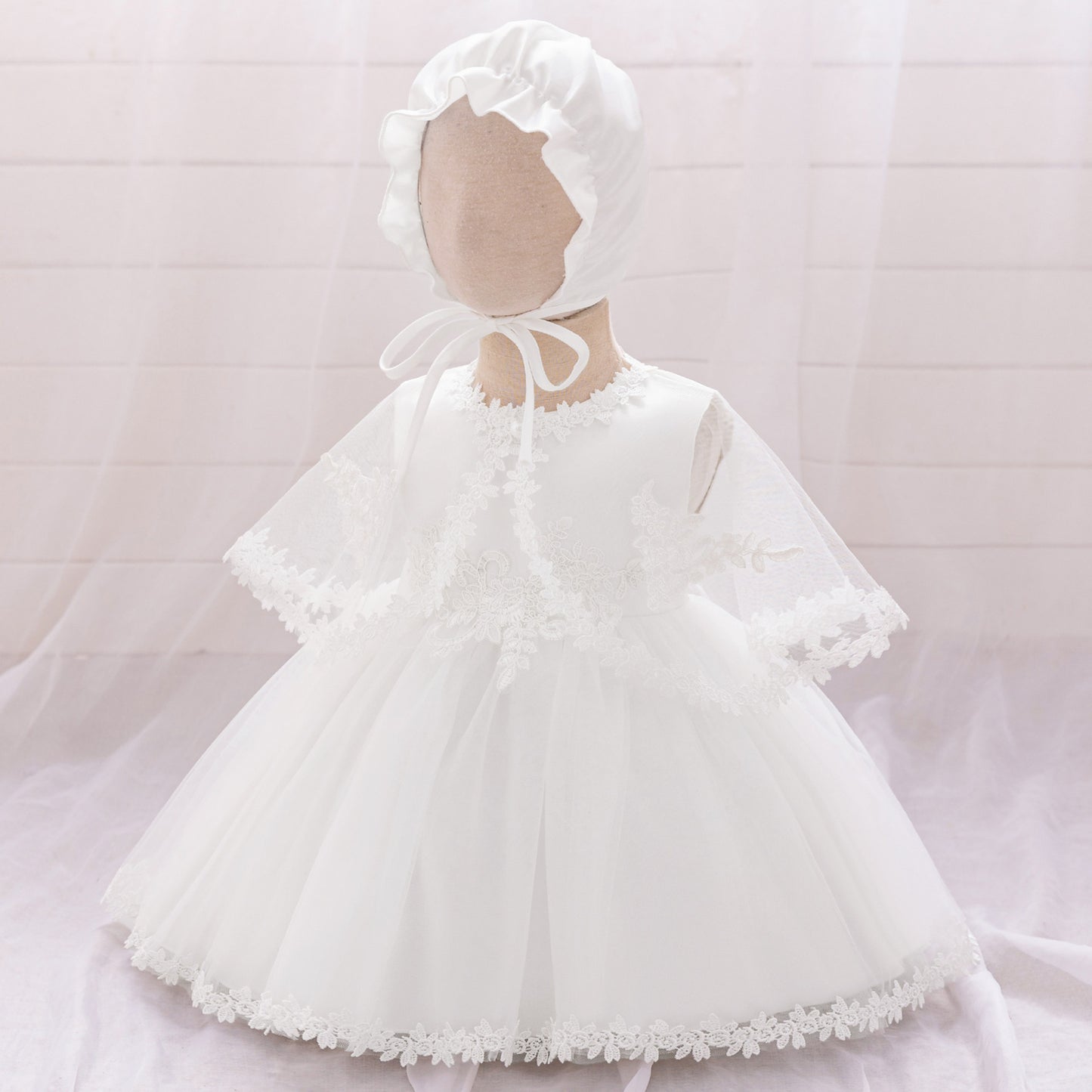 Cute Puffy Lace Ball Gown Dress for Baby Girls | Tea Length White Formal Dress