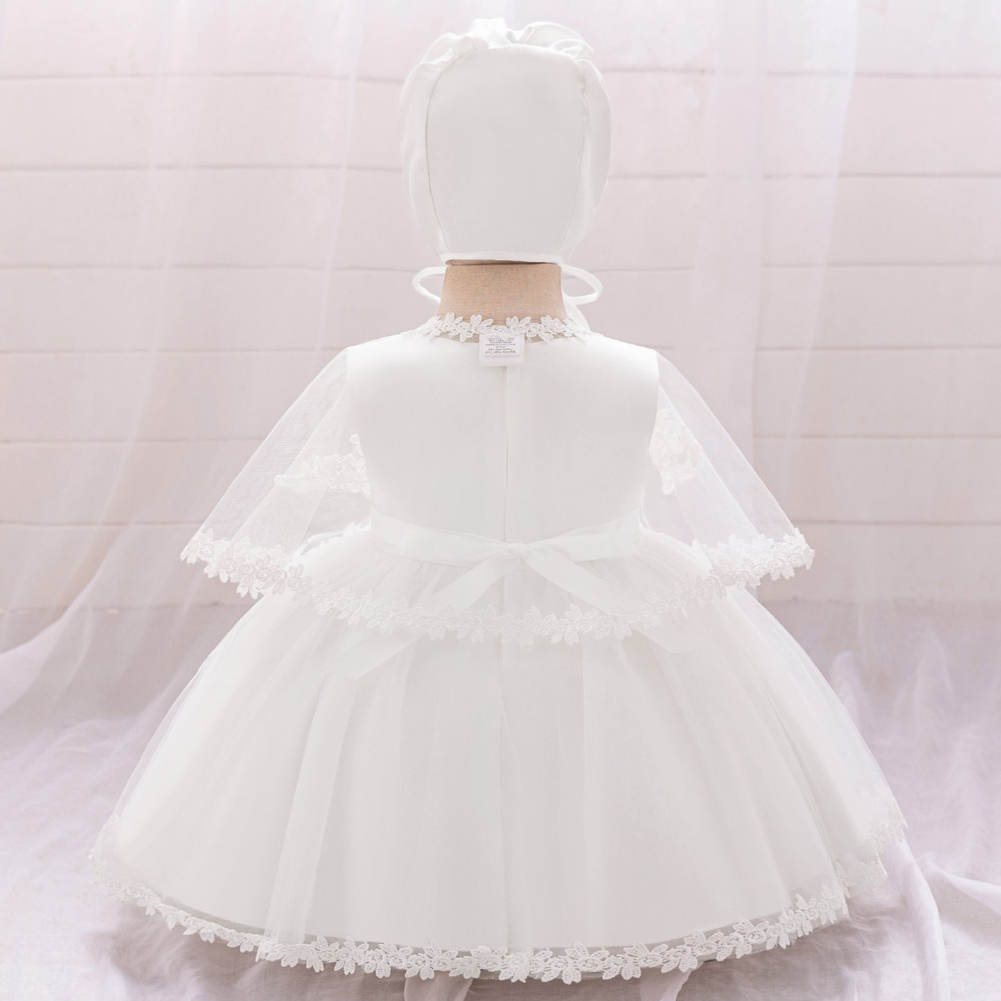 Cute Puffy Lace Ball Gown Dress for Baby Girls | Tea Length White Formal Dress